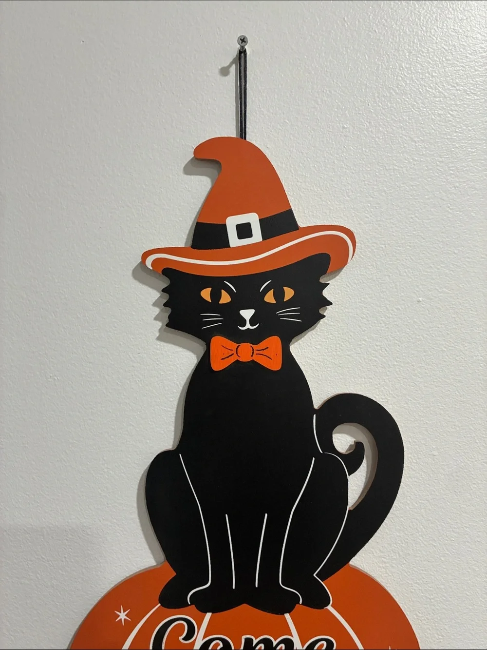 NWT- 35” Come in for a SPELL- Black Cat Witch Stacked Jack-o-lantern- Wood Sign